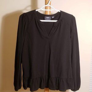 Anthropologie (Maeve) Black Ruffled Top (Size XS)